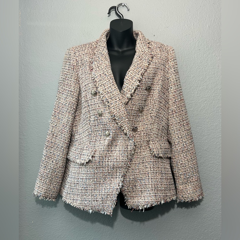 WHBM White House Black Market Studio Tweed Knit Blazer Jacket Coat Chic Sz 12 - Picture 4 of 16